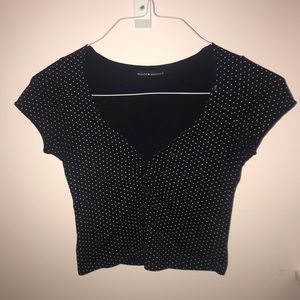 Brandy Melville black Gina top- white polka dots